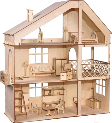 Кукольный домик ХэппиДом Гранд коттедж с верандой и мебелью / HK-D008