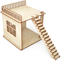 Кукольный домик ХэппиДом Пристройка и лестница для домика / HK-M007 - 