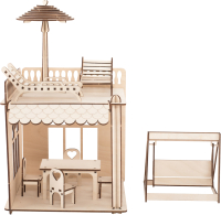 Кукольный домик ХэппиДом Пристройка с мебелью и качелями Premium / HK-M009 - 