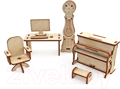 Комплект аксессуаров для кукольного домика ХэппиДом Большой набор кукольной мебели Premium / HK-M012