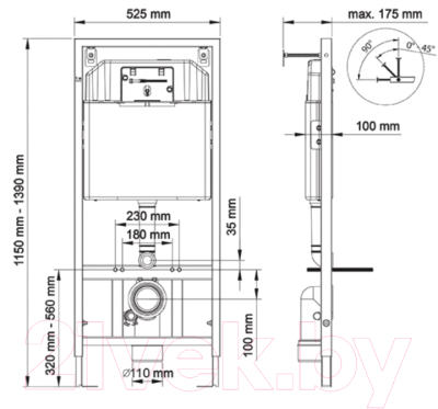 Унитаз подвесной с инсталляцией Berges Ego Rimless / 047215