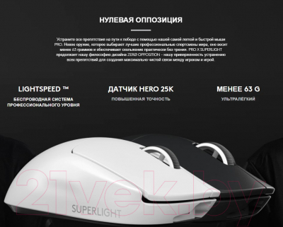 Мышь Logitech Pro X Superlight / 910-005942 (белый)