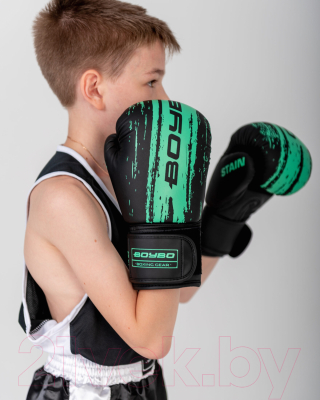 Боксерские перчатки BoyBo Stain (14oz, голубой)