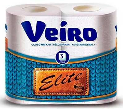 Туалетная бумага Veiro Elite белая 3х слойная (4рул)