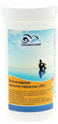 Средство для бассейна дезинфицирующее Chemoform Всё-в-одном мульти-таблетки по 20гр (1кг)
