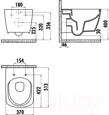 Изображение товара Унитаз подвесной с инсталляцией Creavit Elegant EG321-11CB00E-0000 + KC1103.01.0000E + 458.124.21.1