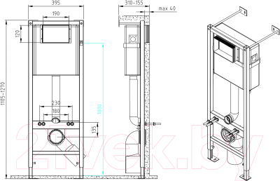 Инсталляция для унитаза Cersanit Vector S-IN-MZ-VECTOR + P-BU-ACT/Blg/Gl (стекло/глянцевый черный)