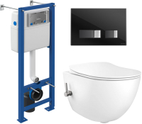 Унитаз подвесной с инсталляцией Creavit Free FE322-34CB00E-0002 (KC0903.02.0000E + S-IN-MZ-VECTOR + P-BU-MOV/Blg/G) - 