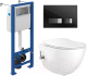 Унитаз подвесной с инсталляцией Creavit Free FE322-34CB00E-0002 (KC0903.02.0000E + S-IN-MZ-VECTOR + P-BU-MOV/Blg/G) - 