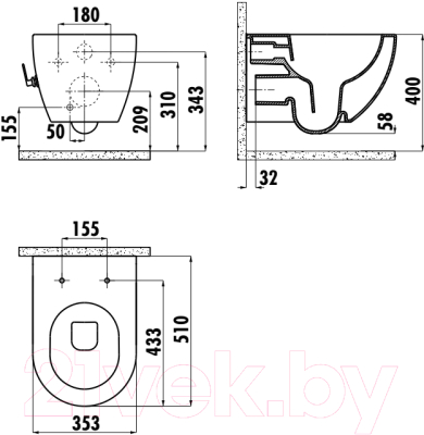 Унитаз подвесной с инсталляцией Creavit Free FE322-34CB00E-0002 (KC0903.02.0000E + S-IN-MZ-VECTOR + P-BU-MOV/Blg/G)