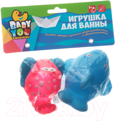 Набор игрушек для ванной Bondibon Дельфин, краб / ВВ1387