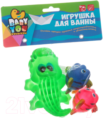 

Набор игрушек для ванной Bondibon, Крокодил, рыбки / ВВ1391