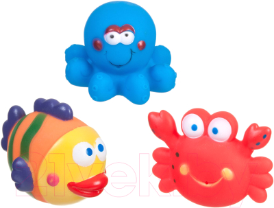 Набор игрушек для ванной Bondibon С брызгалкой. Рыбка, осьминог, краб / ВВ1737