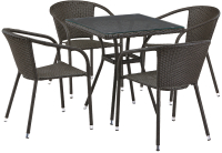 Комплект садовой мебели Afina Garden T282BNT/Y137C-W53 (4 стула + 1 стол, Brown) - 