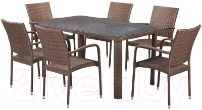 Комплект садовой мебели Afina Garden T51A/Y376-W773-150x85 (6+1, Brown)