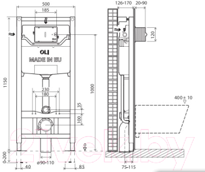 Инсталляция для унитаза Oliveira & Irmao Oli 120 Plus 099949 + 152941 (матовый хром)