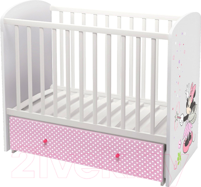 Детская кроватка Polini Kids Disney Baby 750 Минни Маус-Фея (белый/розовый)
