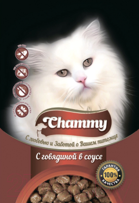 Влажный корм для кошек Chammy Говядина в соусе (85г)
