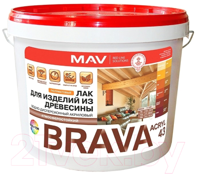 Лак MAV Brava ВД-АК-1043 (11л, полуматовый)