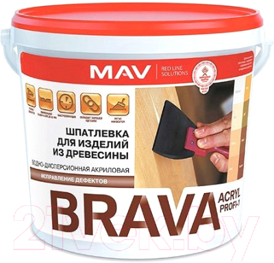 Шпатлевка готовая MAV Brava Profi-1 по дереву (6.5кг, дуб)