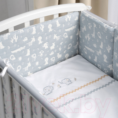 Комплект постельный для малышей Perina Toys. Зверюшки / ТС6-02.2 (6 предметов, голубой)