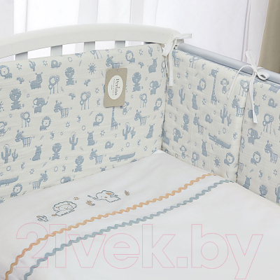 Комплект постельный для малышей Perina Toys. Зверюшки / ТС6-02.2 (6 предметов, голубой)