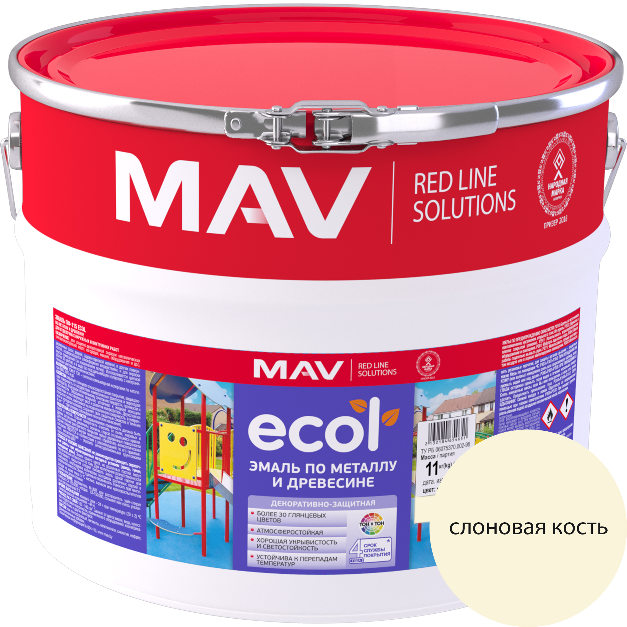 Эмаль MAV Ecol ПФ-115 (11кг, слоновая кость)