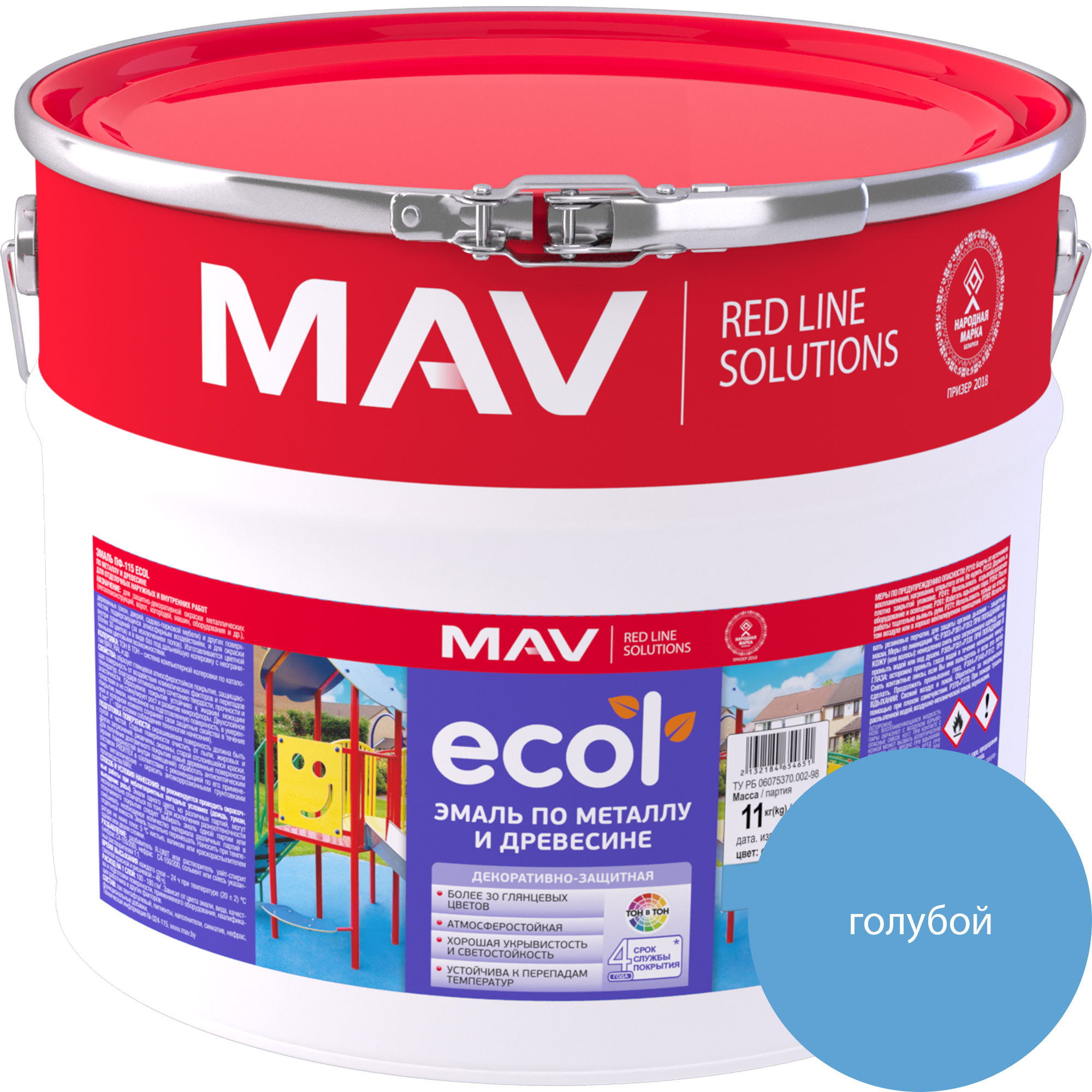 Эмаль MAV Ecol ПФ-115 (11кг, голубой)