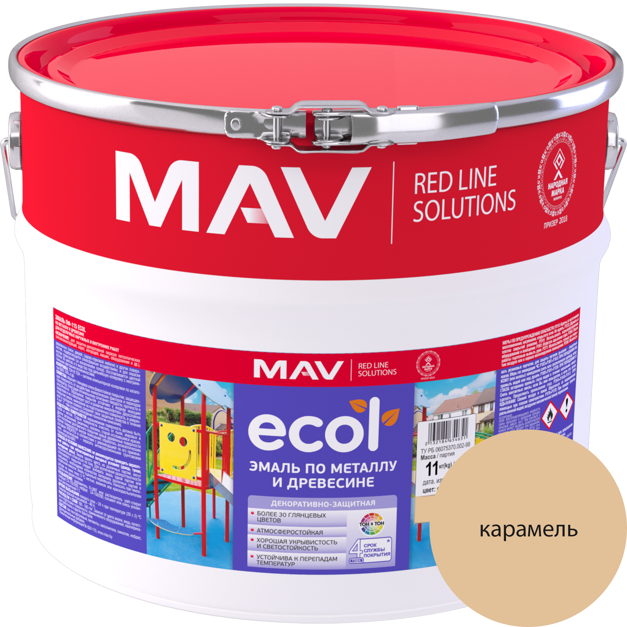 Эмаль MAV Ecol ПФ-115 (11кг, карамель)