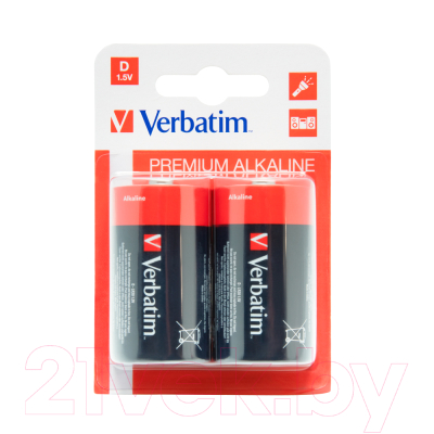 Комплект батареек Verbatim LR20/D Алкалайн / 49923 (2шт)