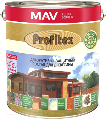 Защитно-декоративный состав MAV Profitex (10л, тик)