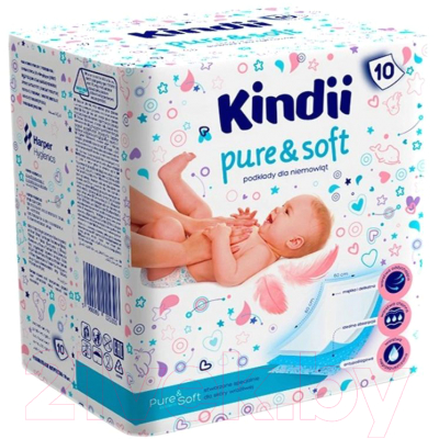 Набор пеленок одноразовых детских Kindii Pure & Soft 60x60 (10шт)
