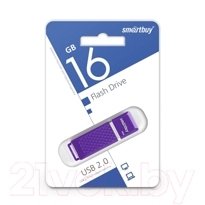 Usb flash накопитель SmartBuy Quartz Series Violet 16GB (SB16GBQZ-V)