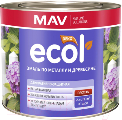 Эмаль MAV Ecol ПФ-115 С (900г, белый матовый)