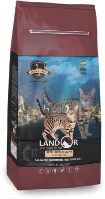 Сухой корм для кошек Landor С избыточным весом и стерилизованных утка с рисом / 7843105 (400г)