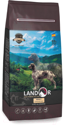 Сухой корм для собак Landor Для взрослых собак всех пород ягненок с рисом / 7843330 (15кг)