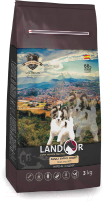 Сухой корм для собак Landor Для взрослых собак мелких пород утка с рисом / 7843311 (3кг)