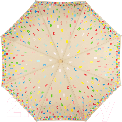 Зонт складной Moschino 8017-OCD Letters Dark Beige