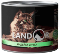 Влажный корм для кошек Landor Для котят индейка с уткой / 4250008 (200г) - 