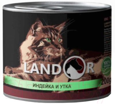 Влажный корм для кошек Landor Для котят индейка с уткой / 4250008 (200г)