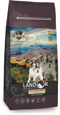Сухой корм для собак Landor Для взрослых собак мелких пород утка с рисом / 7843331 (15кг)