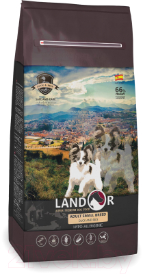 

Корм для собак Landor, Для взрослых собак мелких пород утка с рисом / 7843331