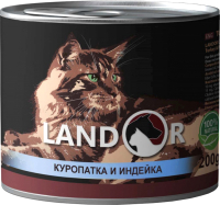 Влажный корм для кошек Landor Для взрослых кошек куропатка с индейкой / 4250022 (200г) - 