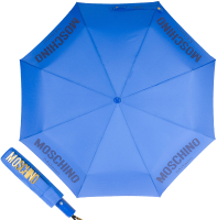 Зонт складной Moschino 8021-OCP New Metal Logo Lightblue - 