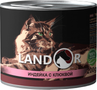 Влажный корм для кошек Landor Для стерилизованных взрослых кошек индейка с клюквой / 4250152 (200г) - 