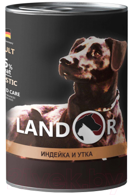 Влажный корм для собак Landor Для собак всех пород индейка с уткой / 4250077 (400г)