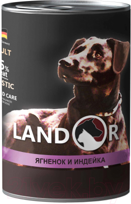 Влажный корм для собак Landor Для собак всех пород ягненок с индейкой / 4250084 (400г)