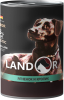 Влажный корм для собак Landor Для пожилых собак ягненок с кроликом / 4250091 (400г) - 