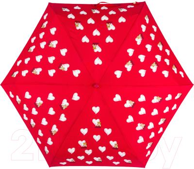 Зонт складной Moschino 8127-superminiC Hearts and bears Dark Red
