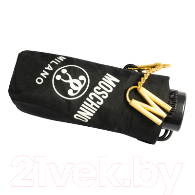 Зонт складной Moschino 8560-SuperminiA Logo Allover Black